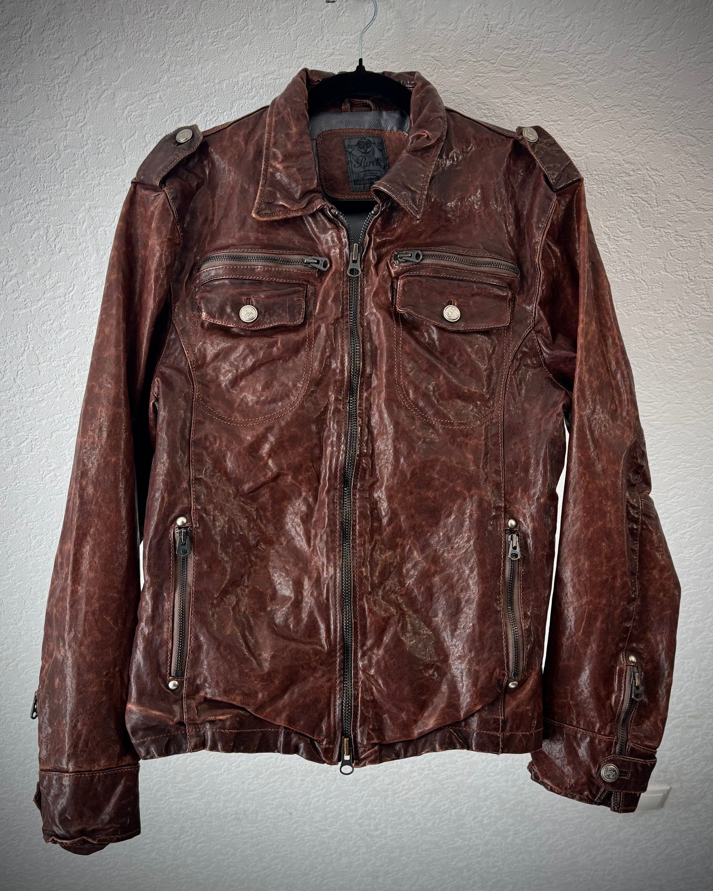 Pureté Rust Quilted Leather Jacket