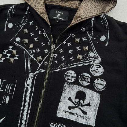 Roen x Semantic Design Studded Punk Zip Up Hoodie