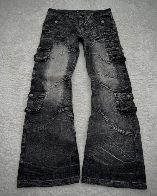 Lowbox Heavy Washed Flared Cargo Pants