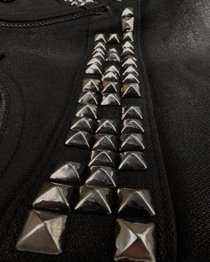 LED Rechwe Veronica Arizona Crack Waxed Studded Flared Jeans