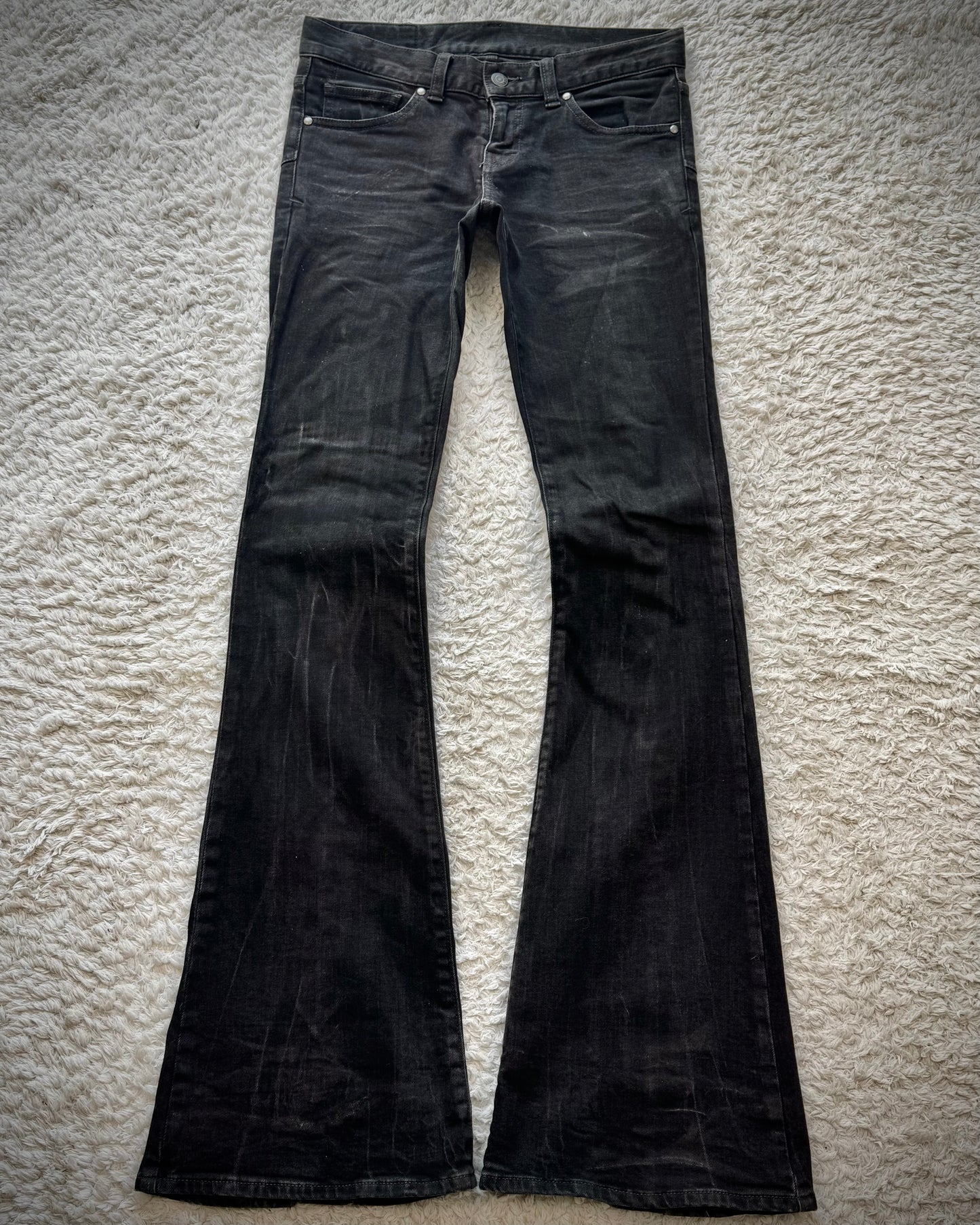 Tornado Mart Backlace Whisker Washed Flared Jeans