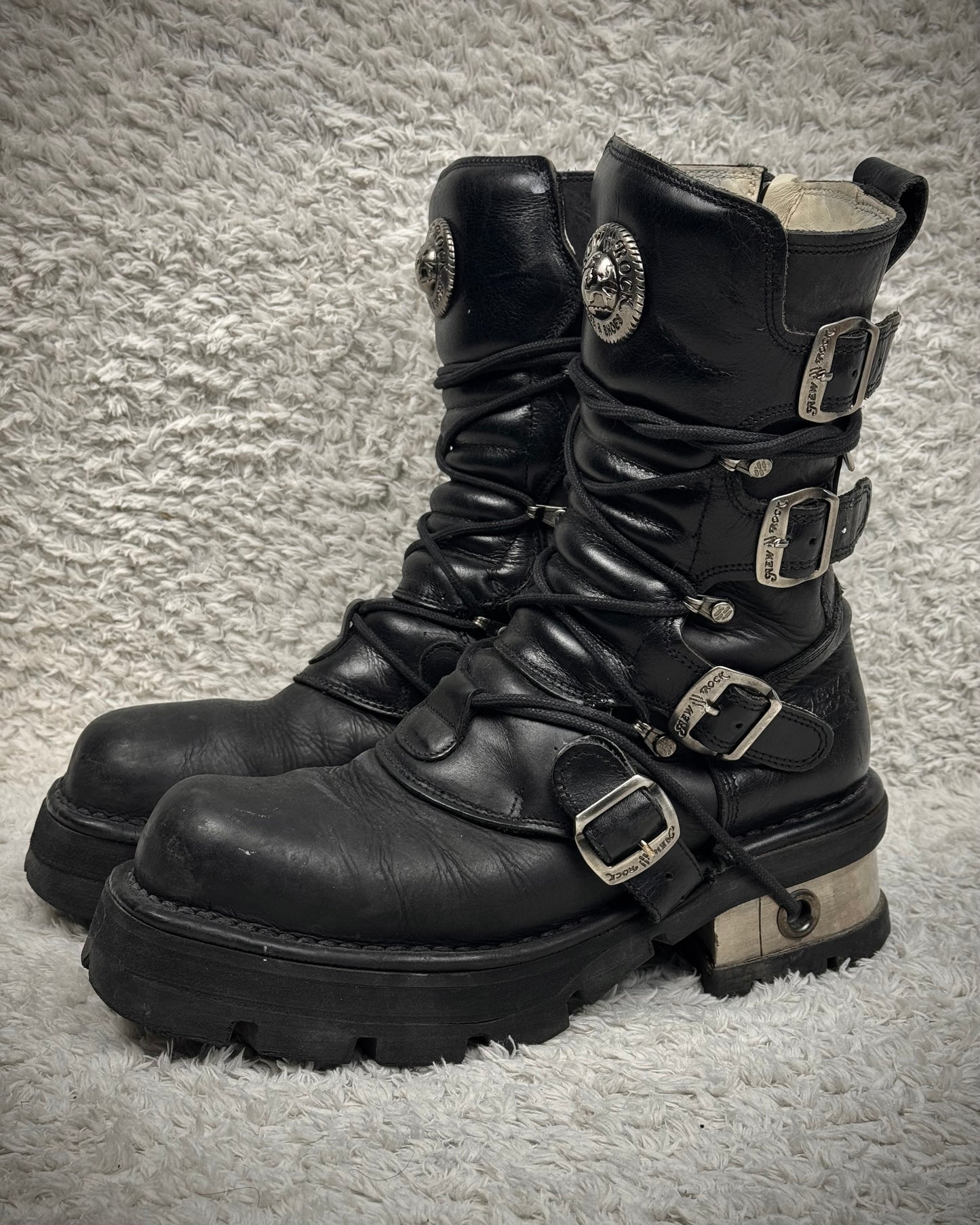 New Rock Steel Heel Leather Boots