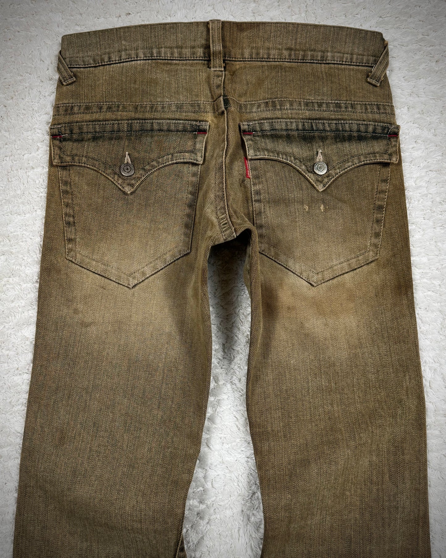 Tornado Mart Mud Washed Western Spiral Flared Jeans