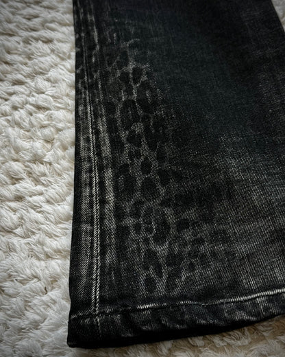 Tornado Mart Leopard Clawmarks Washed Slim Bootcut Jeans