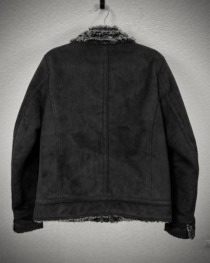 Hideaways Fur Lined Charcoal Suede Jacket
