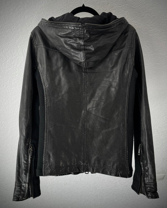 Buffalo Bobs Full Zip Hooded Leather Jacket