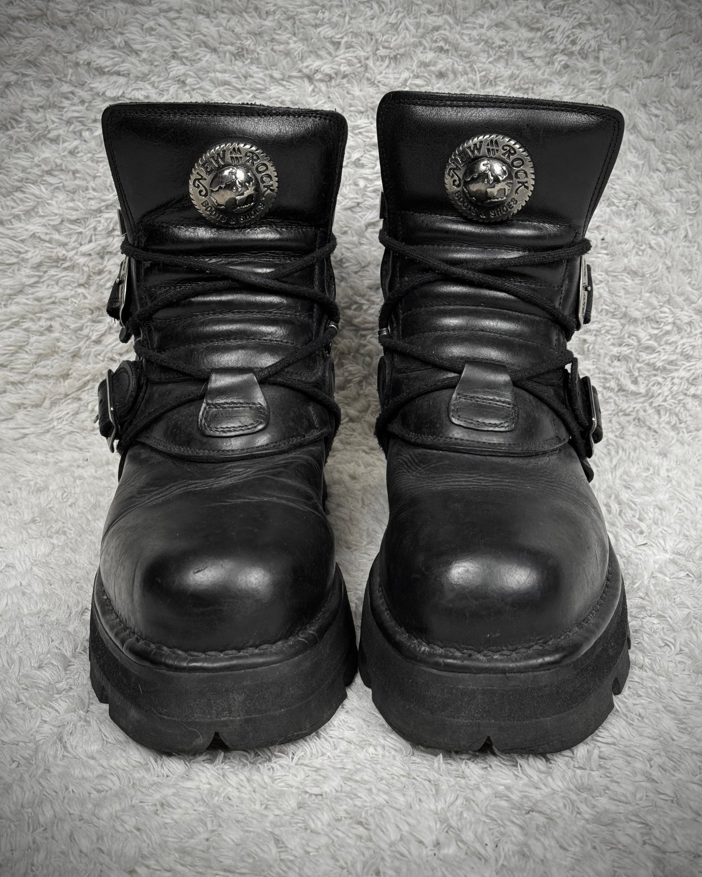 New Rock Steel Heel Leather Boots