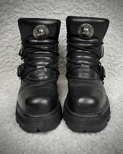New Rock Steel Heel Leather Boots