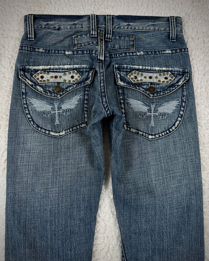 Ultimax Vintage Studded Spiral Flared Jeans