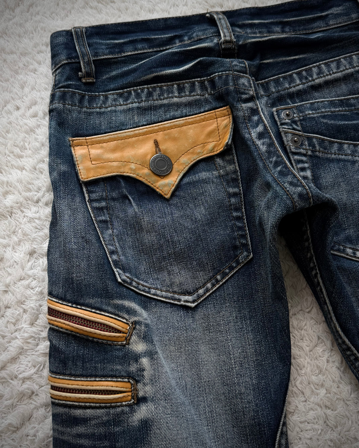 Rattle Trap Leather Flap Whiskered Bootcut Jeans