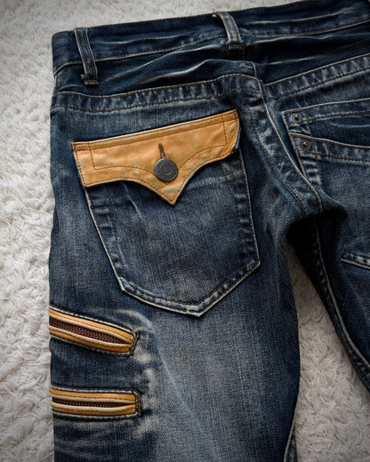 Rattle Trap Leather Flap Whiskered Bootcut Jeans