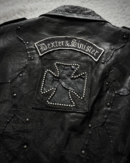 Yasuyuki Ishii Studded Raw Cut Leather Patchwork Jacket