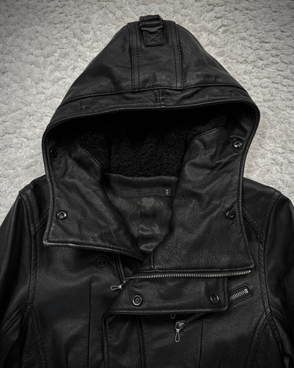 Fuga Asymmetrical Ninja Hooded Leather Jacket
