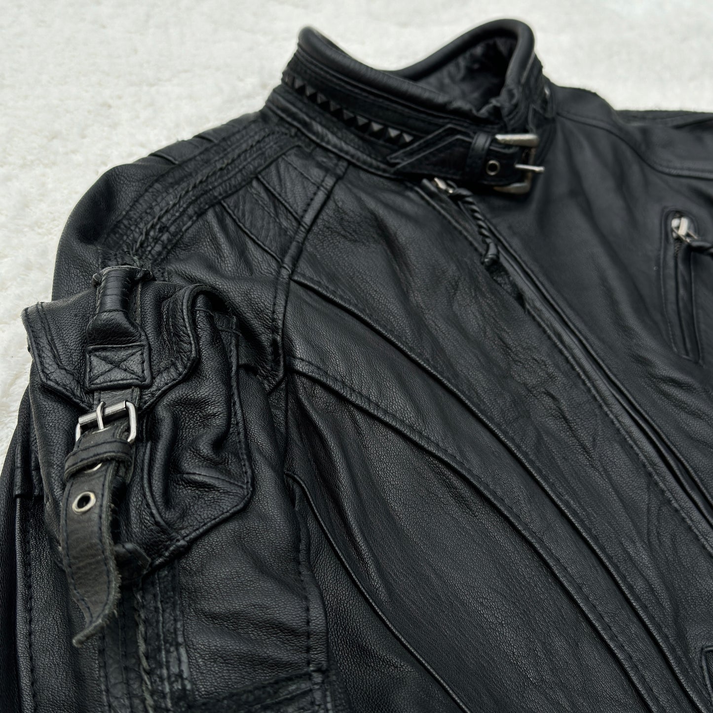 KMRii Studded Leather Biker Jacket