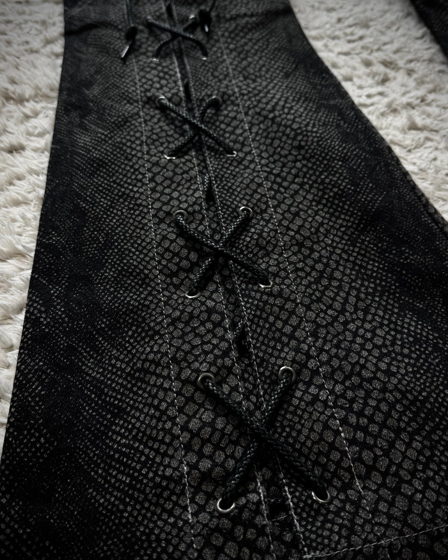 Tornado Mart Python Lace Up Flared Jeans