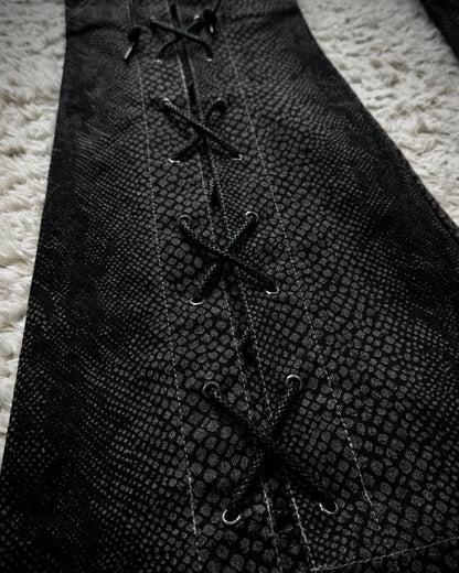 Tornado Mart Python Lace Up Flared Jeans
