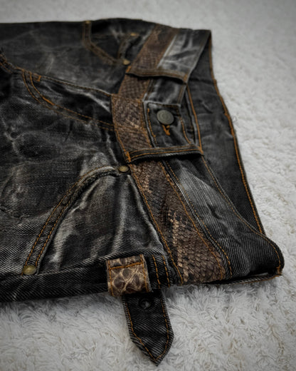 Tornado Mart Python Belted Flared Jeans