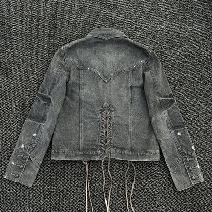 Obelisk Lace-Up Denim Jacket