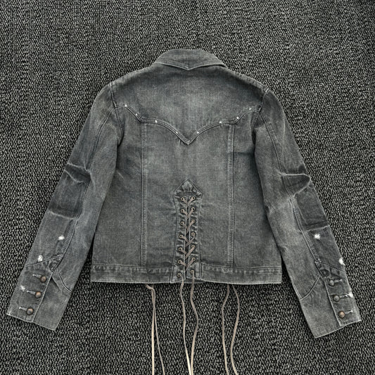 Obelisk Lace-Up Denim Jacket