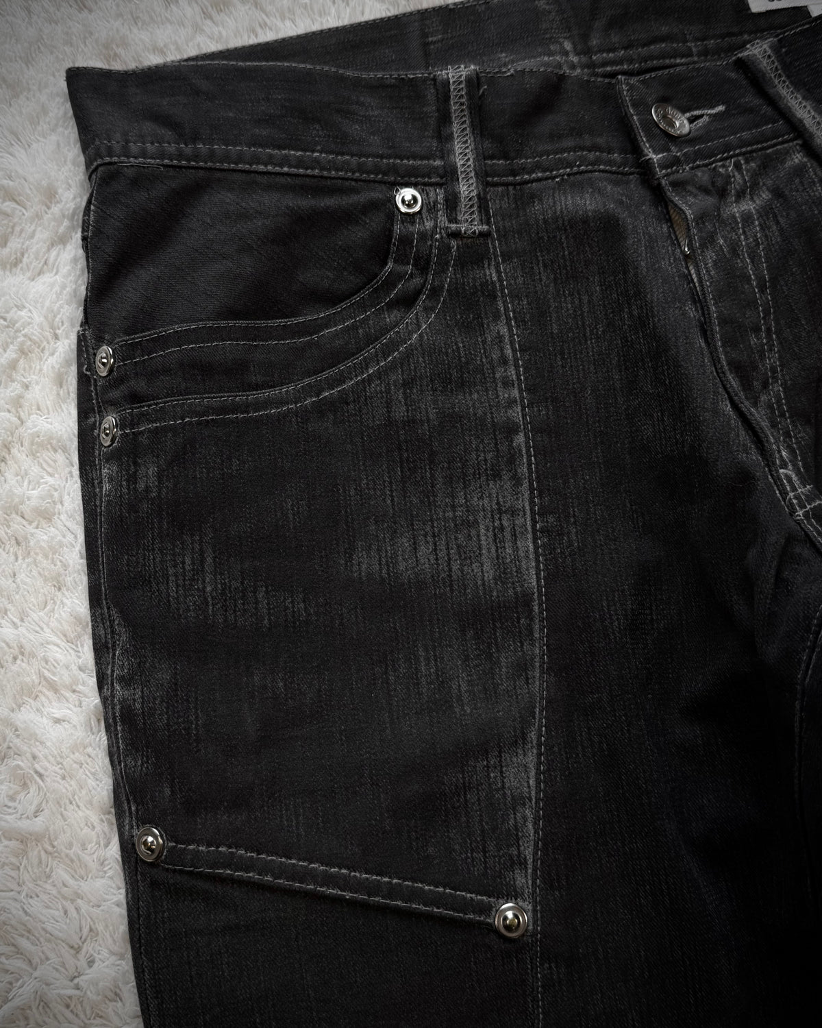 Semantic Design Stone Washed Paneling Flared Pants