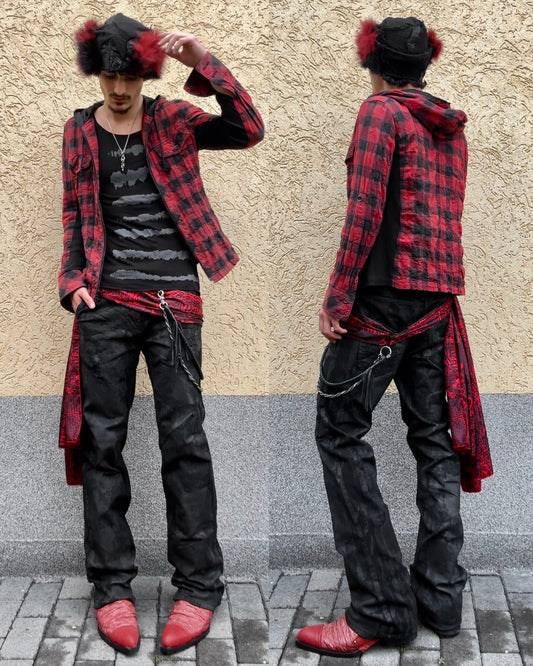 Schlüssel Crimson Flannel Zip Up Hoodie