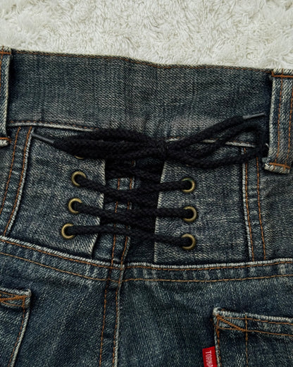 Tornado Mart Whisker Mud Wash Flared Jeans