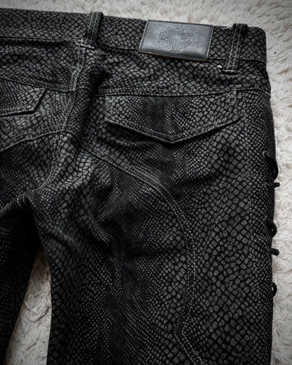 Tornado Mart Python Lace Up Flared Jeans
