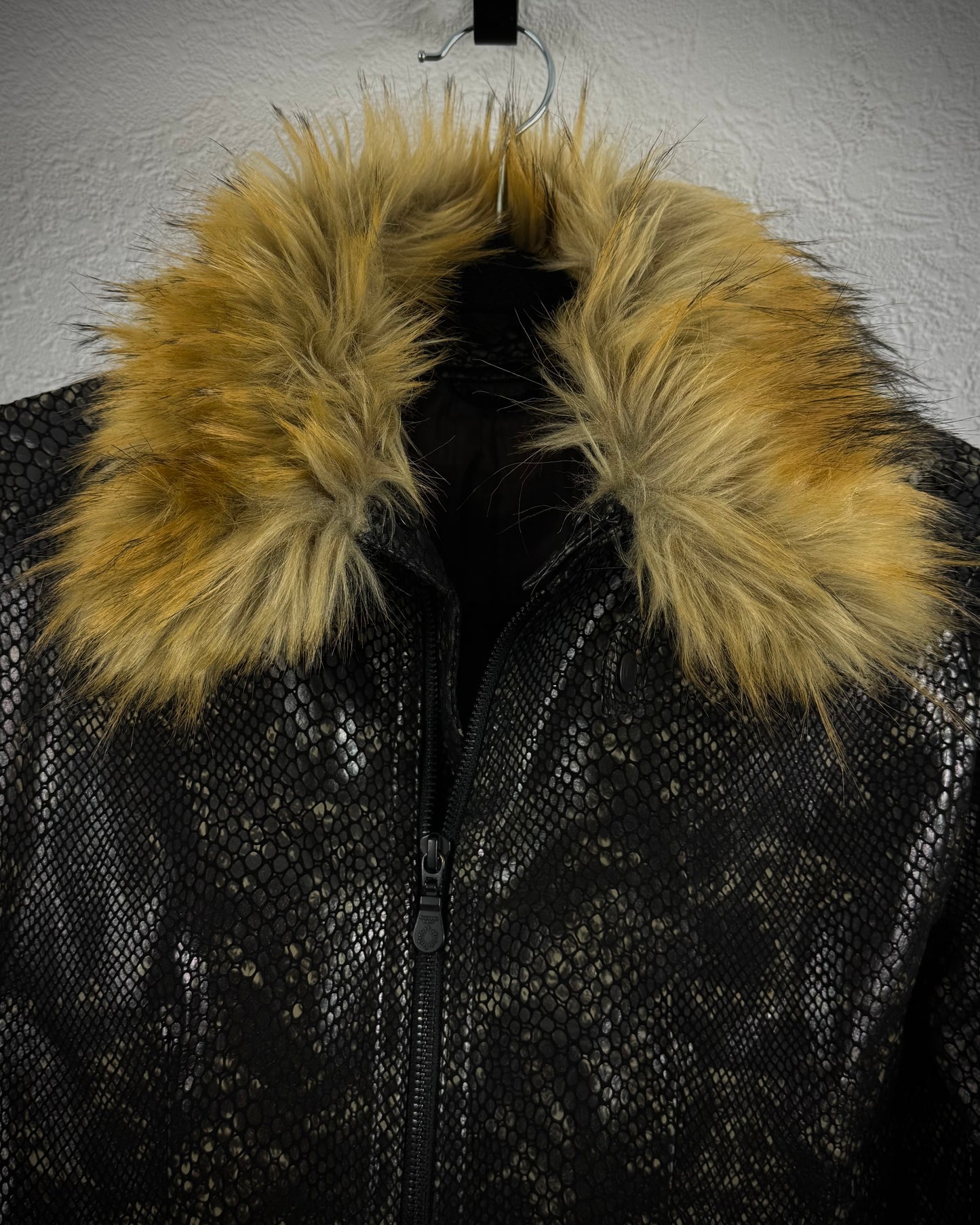 Tornado Mart Raccoon Fur Python Shimmer Jacket