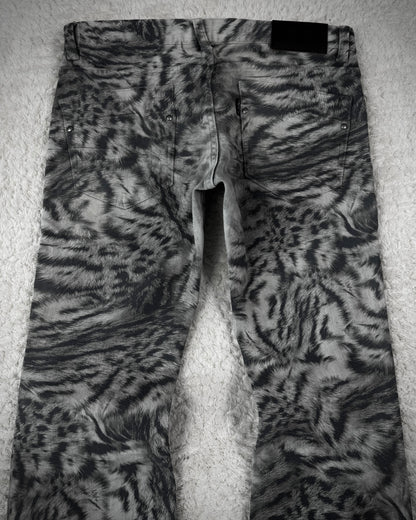 Tornado Mart Tiger Stripes Pattern Flared Jeans