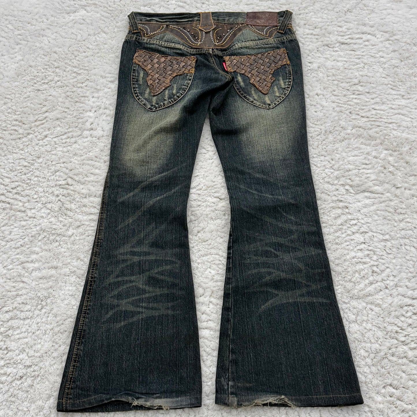 Tornado Mart Mud Wash Western Studded Flared Jeans