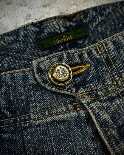 Obelisk Star Studded Vintage Flared Jeans