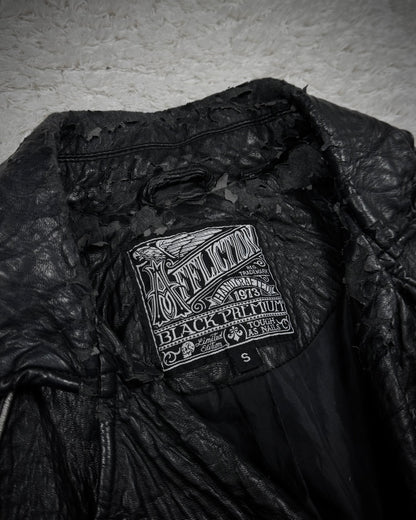 Affliction Spike Studded Metal Badge Leather Jacket