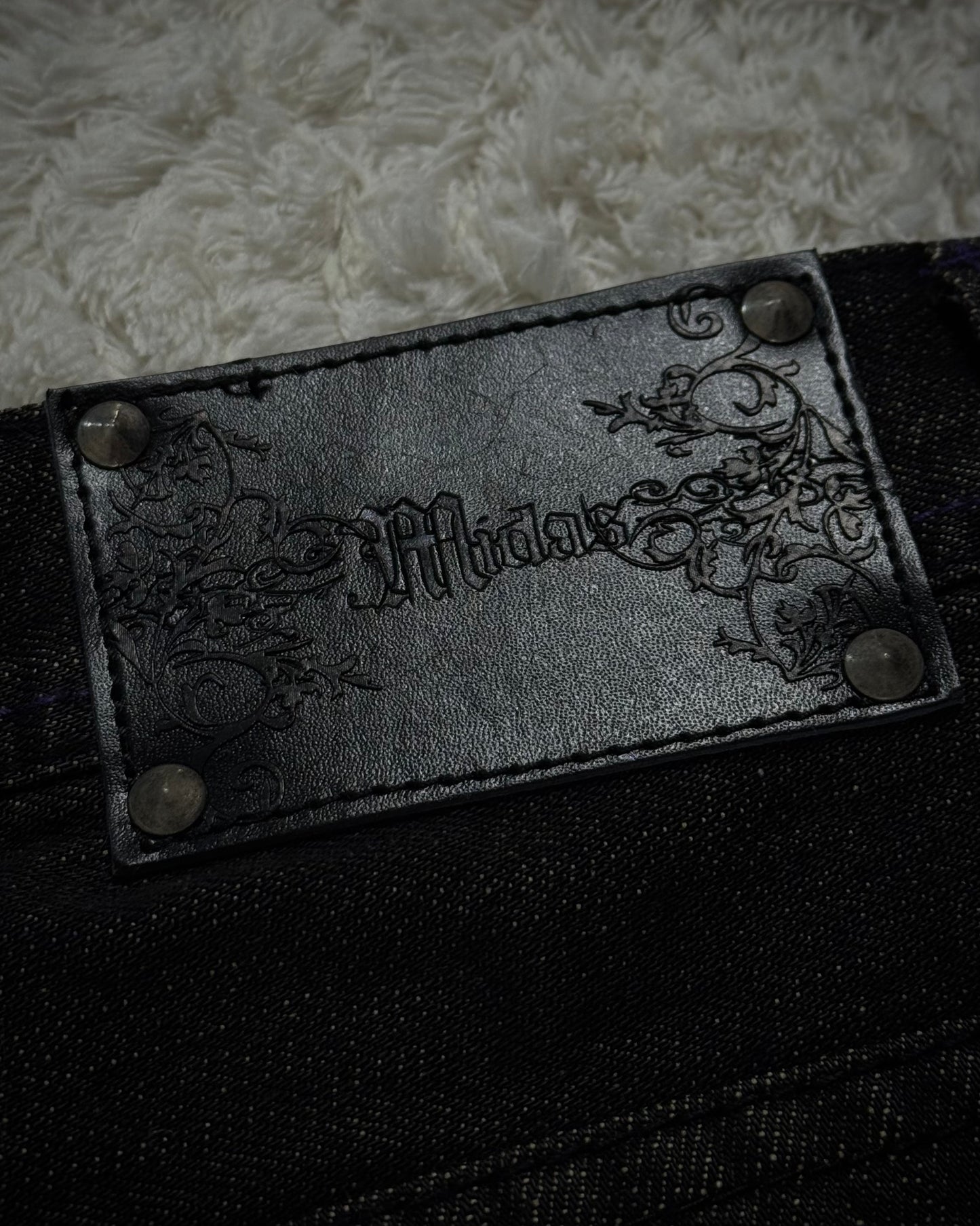 Midas Silver Python Waxed Fur Attachment Bootcut Jeans