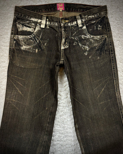 Chesty Gold Waxed Vintage Flared Jeans