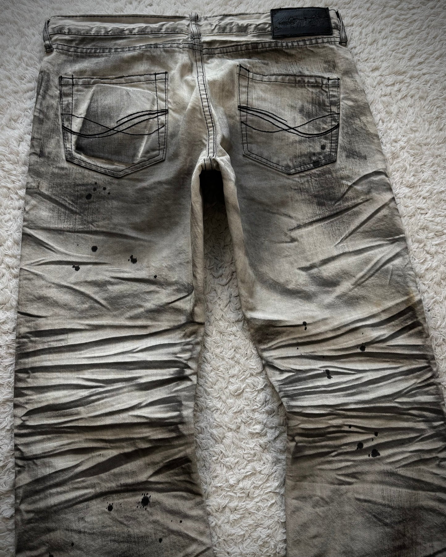 CavariA Leopard Repaired Clawmarks Bootcut Jeans