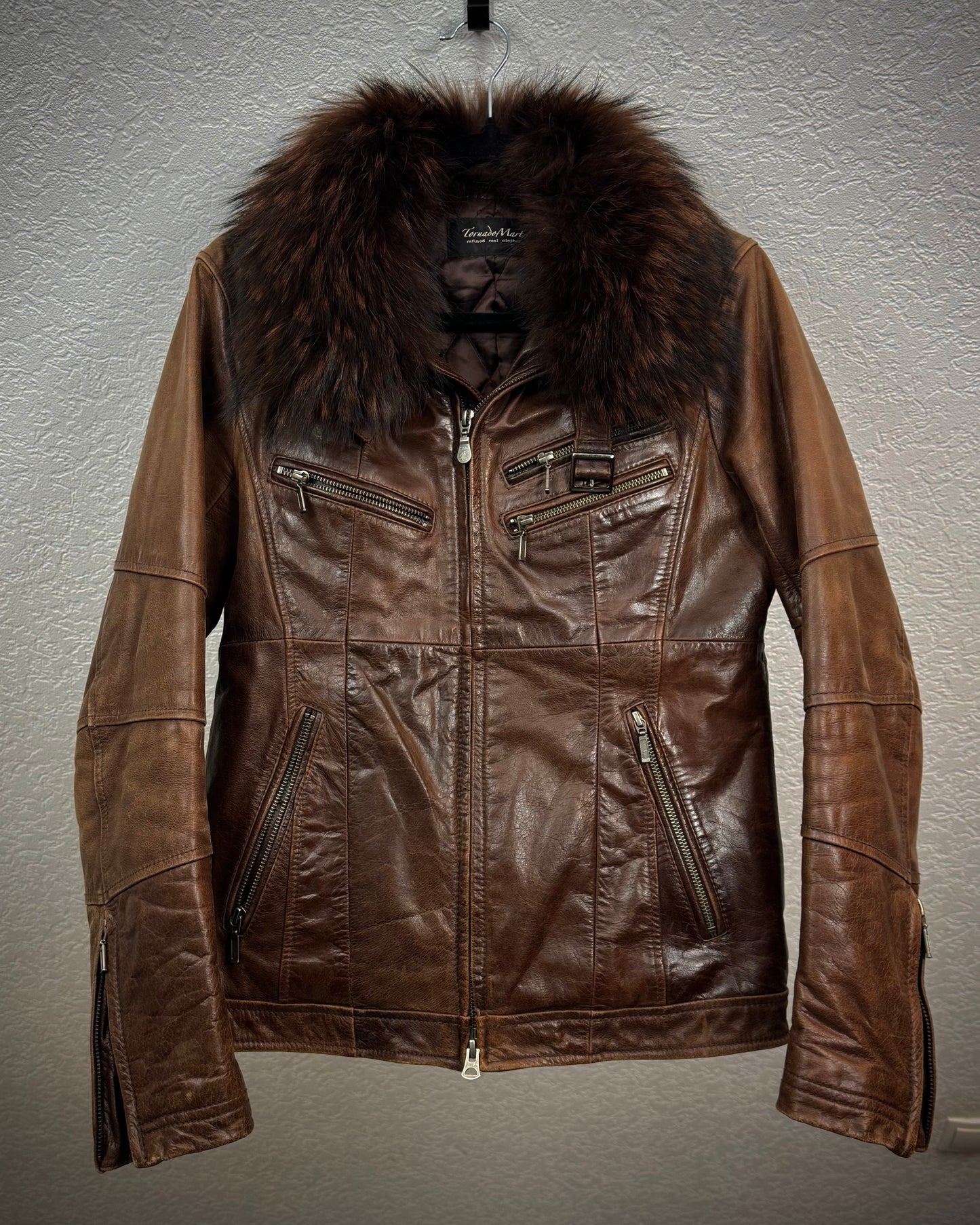Tornado Mart Fur Collar Leather Jacket