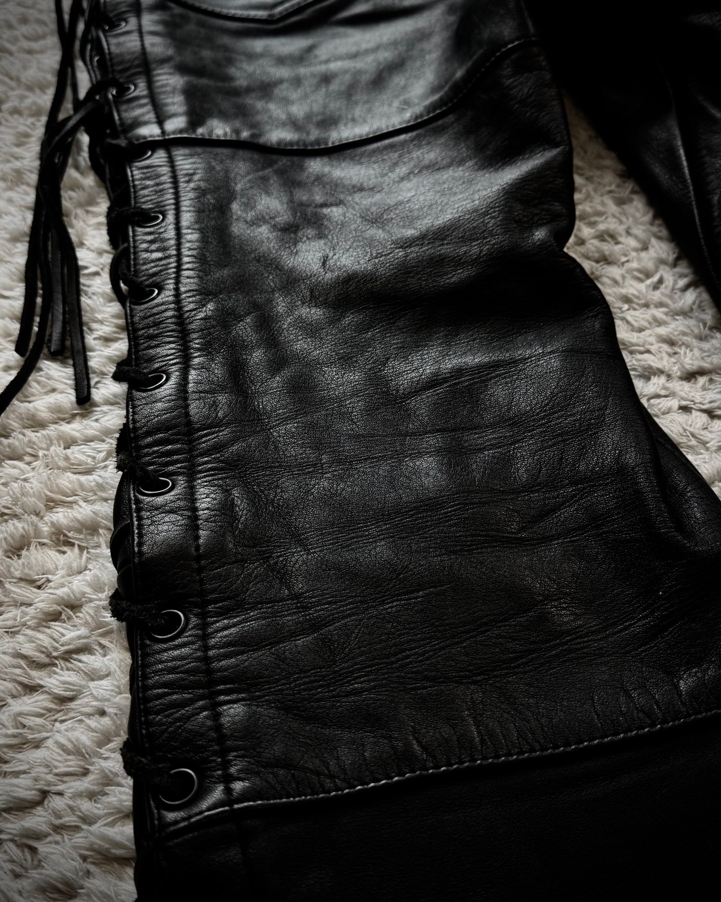 Polo Leather Lace Up Biker Pants