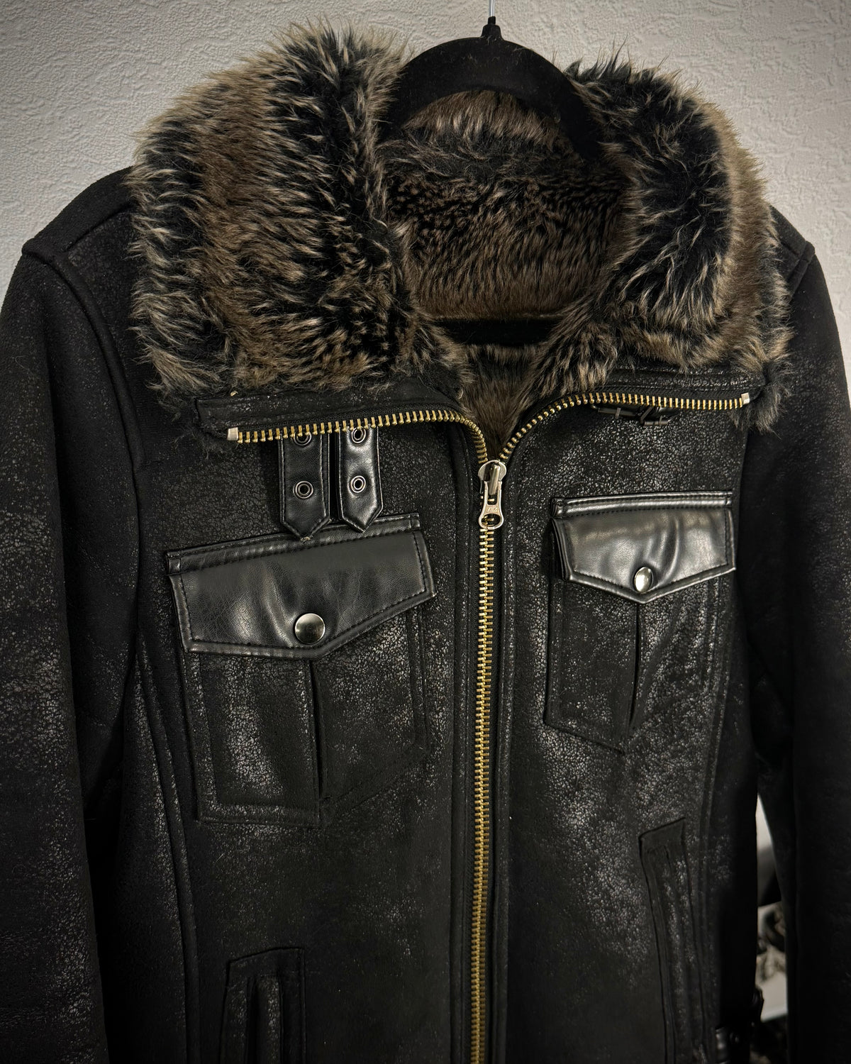 291295=HOMME Luster Textured Full Fur Jacket