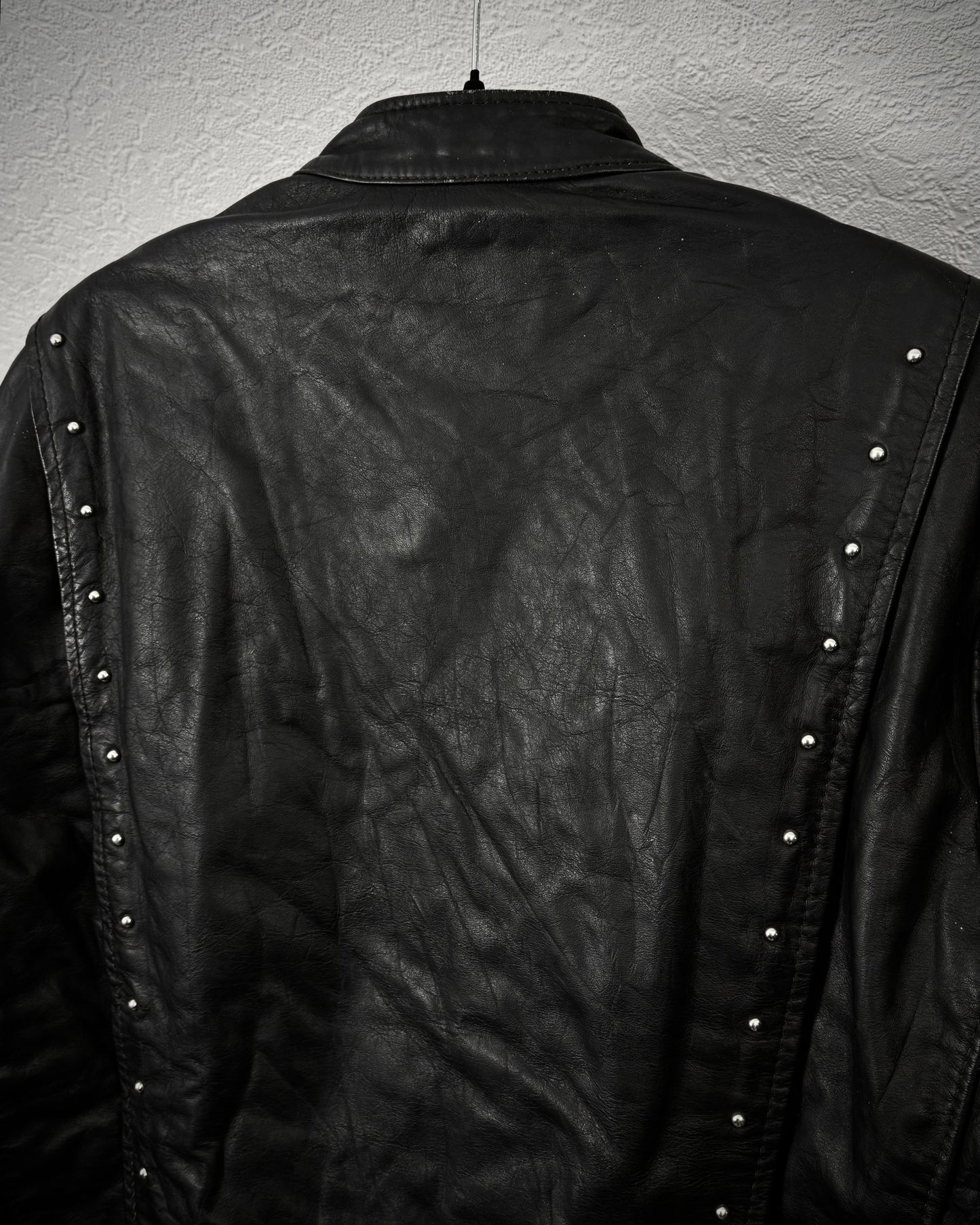Brooks Harley Patched Studded Vintage Leather Biker Jacket