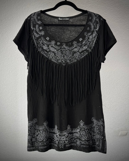Heaven & Earth Paisley Fringed T-Shirt