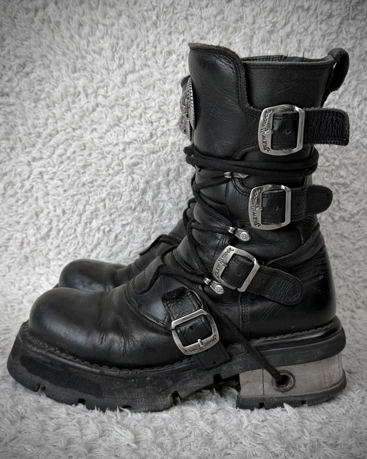 New Rock Steel Heel Leather Boots
