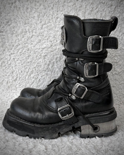 New Rock Steel Heel Leather Boots