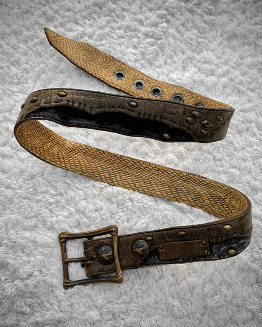 14th Addiction Scar Stitched Studded Belt
