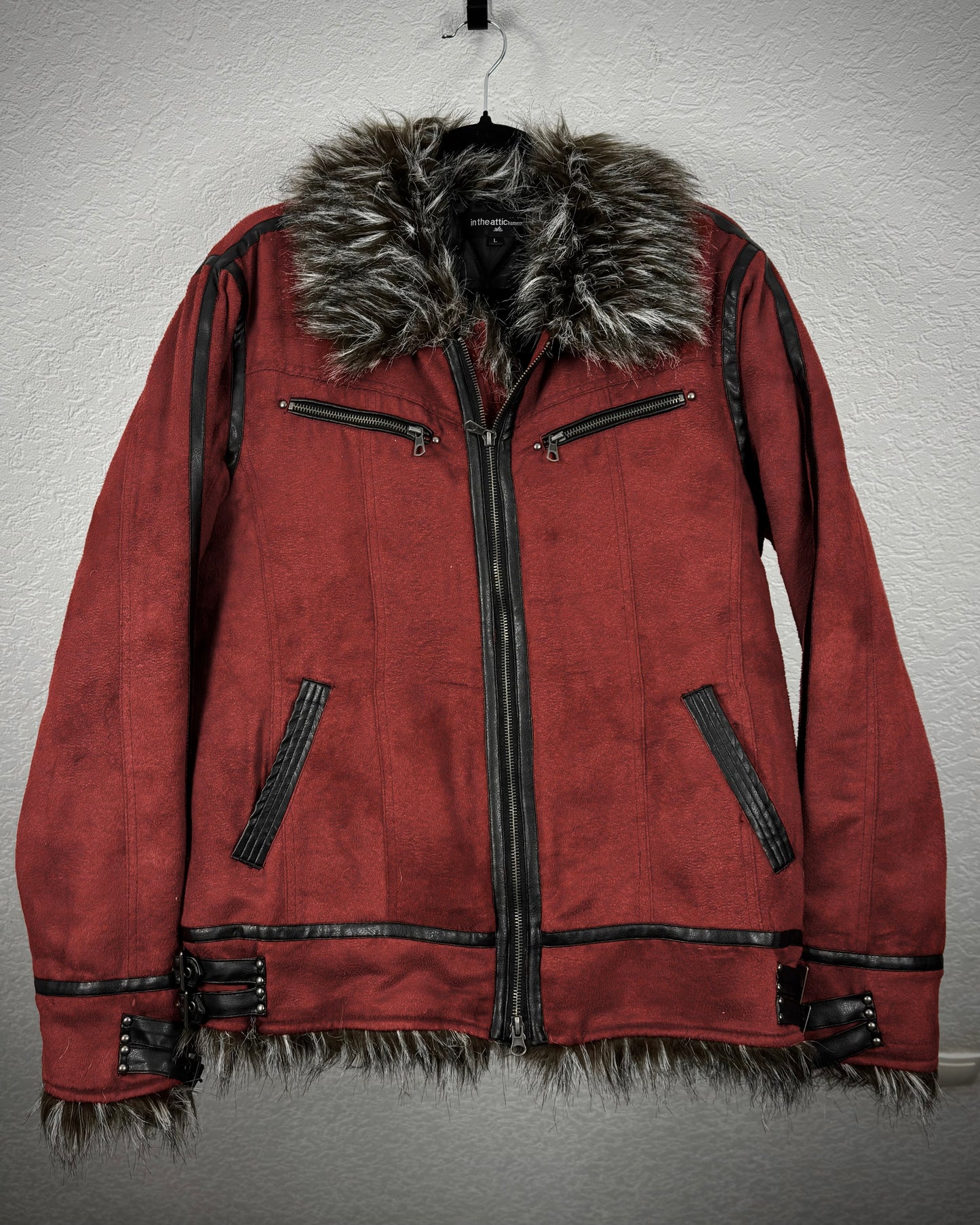 In The Attic Crimson Fur Suede Jacket