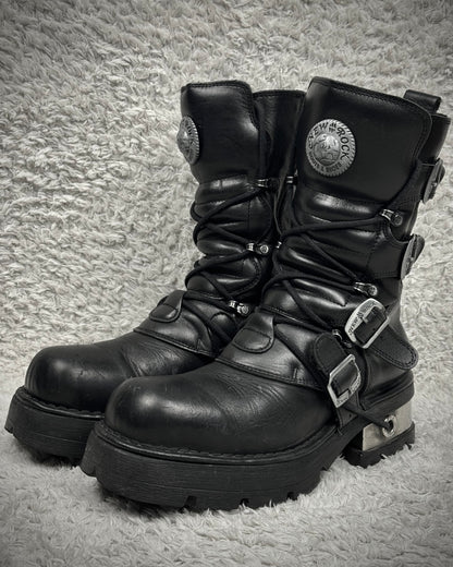 New Rock Steel Heel Leather Boots