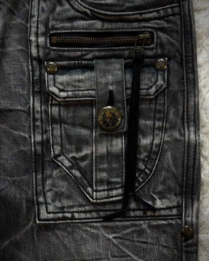Blow By Blue Honeycomb Washed Bootcut Cargo Denim