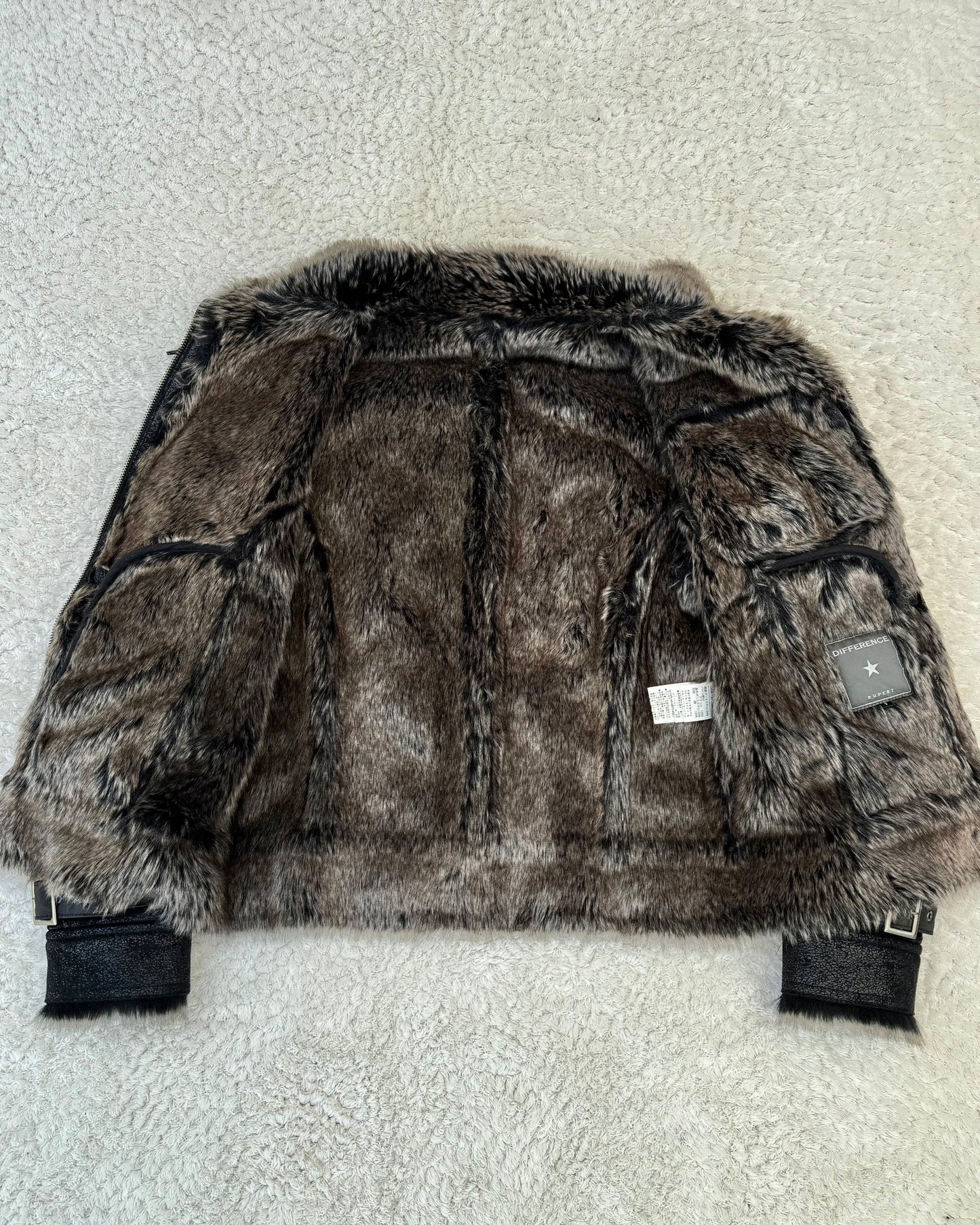 Difference Rupert Cracked Wax Fur Jacket