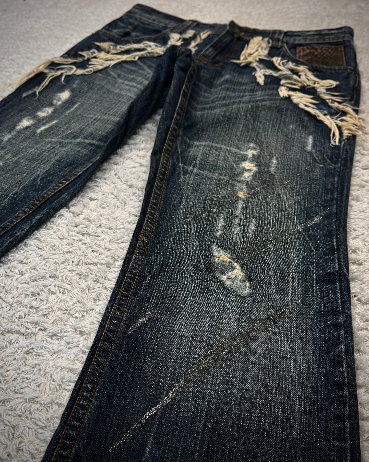 Semantic Design Python Fringed Luster Brushed Bootcut Denim