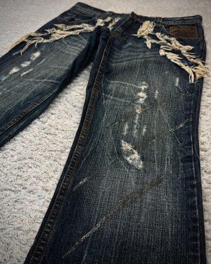 Semantic Design Python Fringed Luster Brushed Bootcut Denim