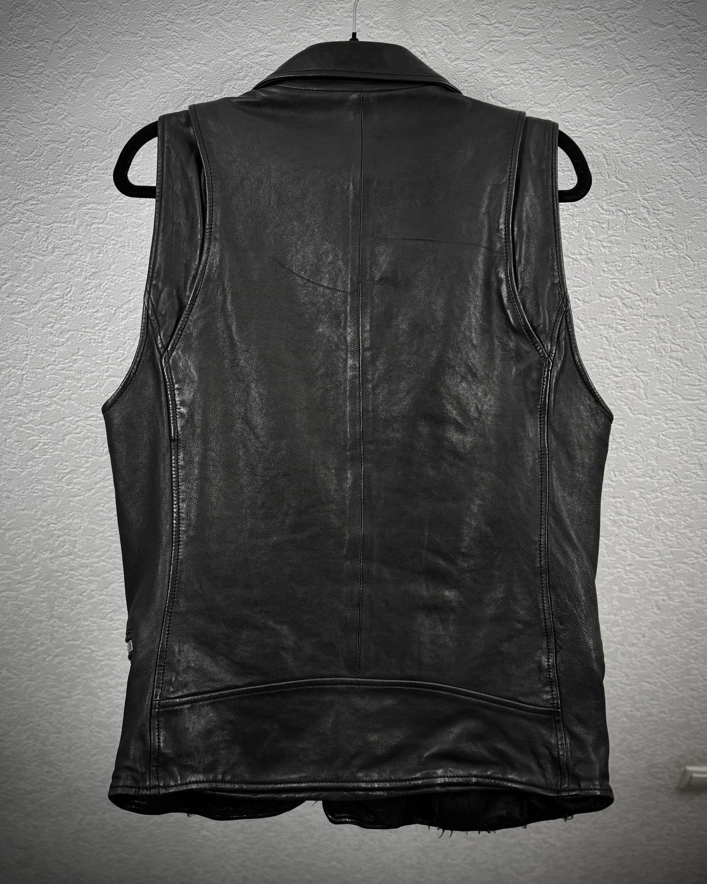Fuga Zippered Sheepskin Leather Biker Vest